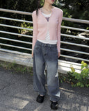 Divor Stripe Washing Wide Denim Pants