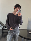 Trav Diagonal Henley Neck Long Sleeve T-shirt
