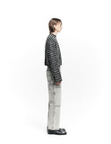 MIXED BOUCLE COLLAR KNIT LONG SLEEVE