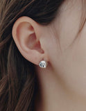 Champagne Full Moon Silver (W) Point One-Touch Earrings XS