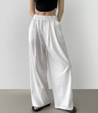 Summer Pin Tuck Long Wide Banding Pants