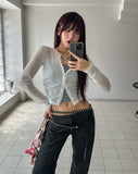 Leah Side Pintuck Ribbed Cardigan