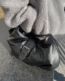 Fluffy padded buckle shoulder bag