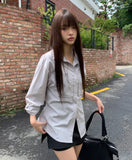 Suhi Rivet Pocket Strap Loose Fit Long Sleeve Shirt