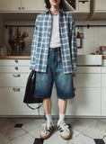 Tailor washed Bermuda denim pants