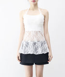 Lean Halter Lace Layered Frill Sleeveless