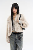 Mio non-closing open fur jacket