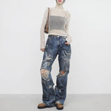 (Unisex) Jubi Damage Denim Pants