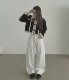 Winter Brushed Thick Cut Banding Wide Cotton Pants