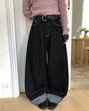Theron Rolled-up Raw Wide Denim Pants