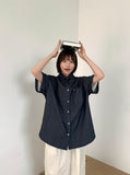 [BAONHAUS] Kinkan Snap Button Pocket Denim Over Short Sleeve Shirt