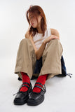 Ribbon twin buckle mary jane shoes