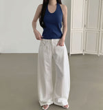 Cooling Summer Cut Tencel Banding Long Wide Cotton Pants