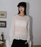 Daen Alpaca Wool Punching Frill Strap Knit