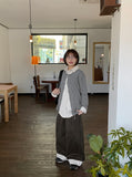 Kipo string round over wool knit cardigan