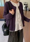 Woolide Round Knit Long Sleeve Cardigan