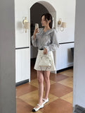 Aper Stripe Frill Blouse