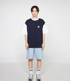 Flower Dot Embroidery Color Matching Short Sleeve Tee