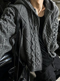 Hugo cable hood knit zip-up