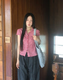 Yuan Frill Square Big Shoulder Bag
