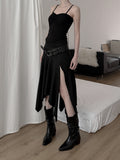 Beuhen unbalance slit skirt
