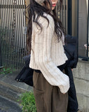 Aring Boucle Knit Ribbed Crop Cardigan