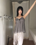 [MADE] Ien Vintage Velvet Ribbon Flower Flower Sleeveless Blouse