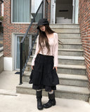 Seni Lace Button Layered Cardigan