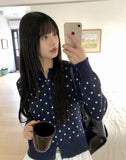 Honey round neck dot knit cardigan