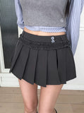 Gatti Button Frill Pleated Mini Skirt