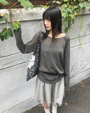 [MADE] Ruri Stripe Color Matching Banding Chiffon Double Midi Flare Skirt
