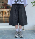 [unisex] Rimmo Snap Stripe Denim Bermuda Pants