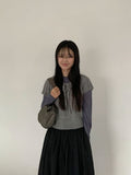 Trin Ribbon Rib Wool Round Short Sleeve Knit