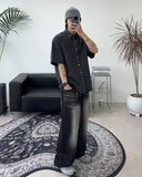 Kady Black Washed Wide Denim Pants