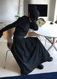 OPEN SHOULDER WAFFLE HOODIE