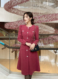 Ennis Shirring Wool Tweed One Piece