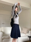 Puning Basic Plain Round Cropped Long Sleeve T-shirt