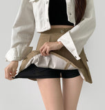 Pleats Underpants A-line Skirt Pants
