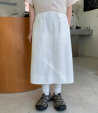 Retyu banding button cotton long skirt