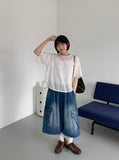 [unisex] Colds Banding Bermuda Big Cargo Denim Pants