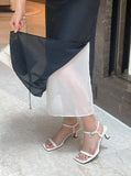Color Matching Layered Slit Long Skirt