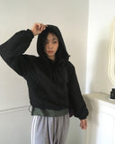 Comille Half Button Padded Hood Anorak Sweatshirt