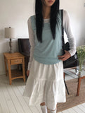 Vinno Pintuck Banding Flare Midi Skirt