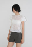 PUFF SLEEVE SHEER TEE