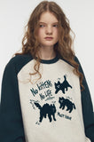 Cat Boucle Embroidered Raglan Sweatshirt