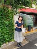 Gelter Summer Raw Denim Short Sleeve Blouse