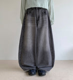 Kvenne Cut Denim Balloon Wide Pants