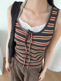 Titan hippie color matching striped vest sleeveless