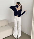 Fall Span Banding Semi Bootcut Cotton Pants