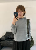 Sannive Stripe Hood Long Sleeve Tee
